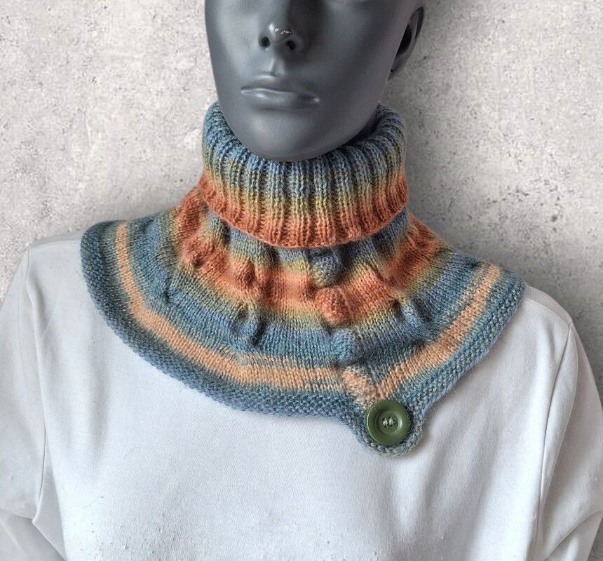 Strickanleitung Schalkragen, Neckwarmer mit Zierknopf     #368 - Bild 4