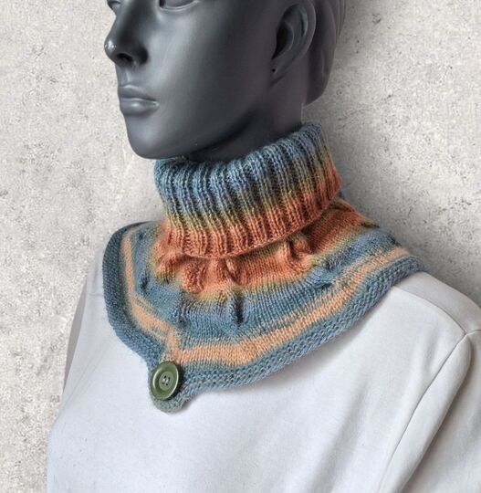 Strickanleitung Schalkragen, Neckwarmer mit Zierknopf     #368