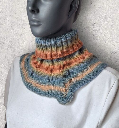 Strickanleitung Schalkragen, Neckwarmer mit Zierknopf     #368
