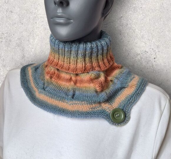 Strickanleitung Schalkragen, Neckwarmer mit Zierknopf     #368