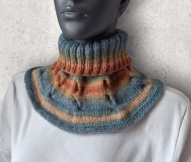 Strickanleitung Schalkragen, Neckwarmer mit Zierknopf     #368