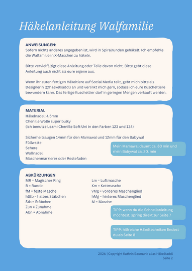 Walfamilie Häkelanleitung - Mamawal mit Babywal im Bauch häkeln