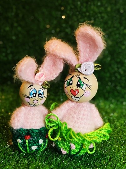 Hase in 2 Größen Anhänger Frühling Ostern Deko Variante Holzkugel