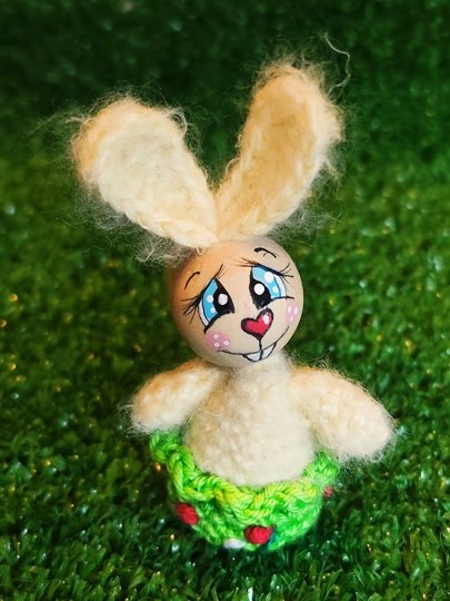 Hase in 2 Größen Anhänger Frühling Ostern Deko Variante Holzkugel