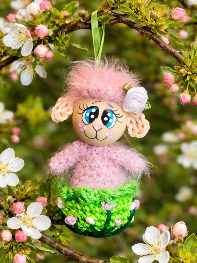 Schaf in 2 Größen Anhänger Frühling Ostern Türkranz Deko Variante Holzkugel