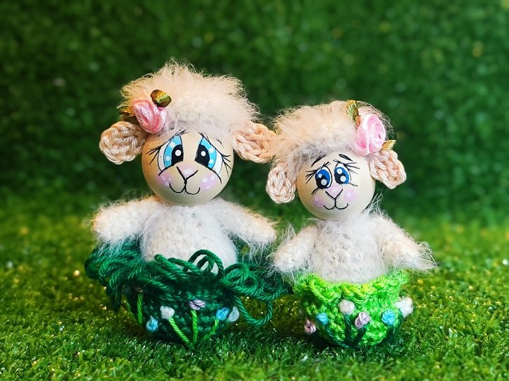 Schaf in 2 Größen Anhänger Frühling Ostern Türkranz Deko Variante Holzkugel