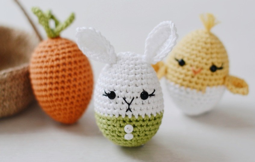 Häkelanleitung Oster Set – Ostereier, Küken, Hase, Karotte & Jute Korb, PDF