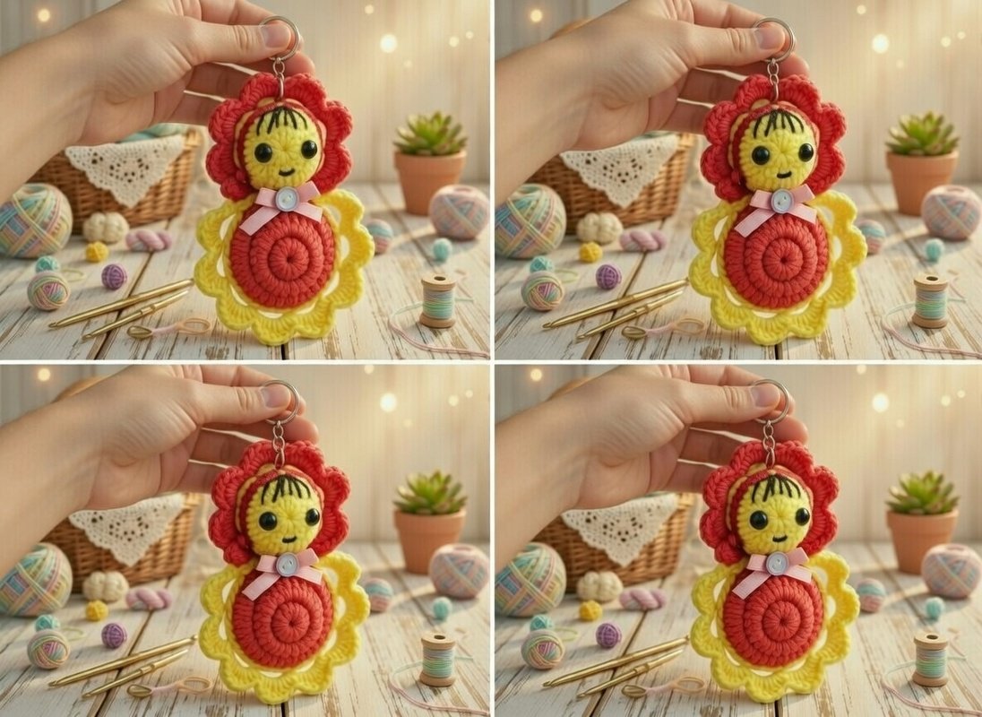 Crochet Doll Money Bag Keychain Pattern PDF + Video Tutorial (English) - Image 7