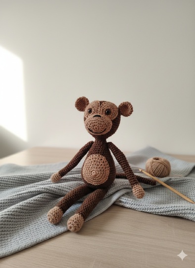Crochet a Monkey – Crumble the Climbing Artist, approx. 30 cm (EN & DE)