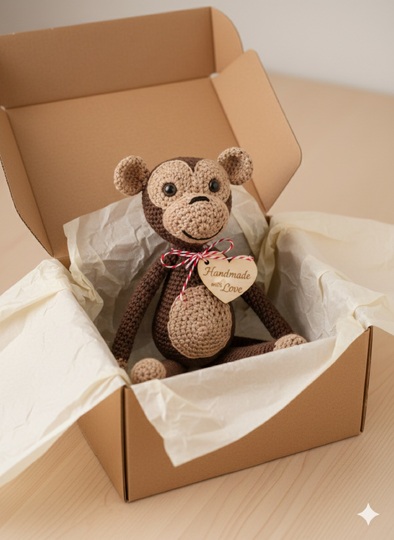 Crochet a Monkey – Crumble the Climbing Artist, approx. 30 cm (EN & DE)