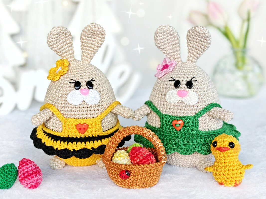 Easter Amigurumi Set: Bunny in a Dress, Chick and Egg Basket -PDF Pattern - Image 5