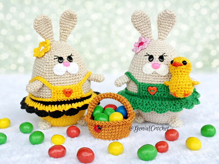 Easter Amigurumi Set: Bunny in a Dress, Chick and Egg Basket -PDF Pattern