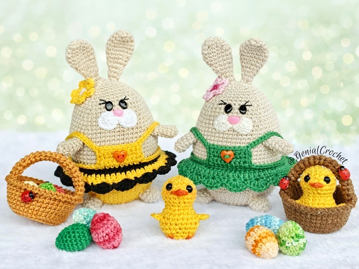 Easter Amigurumi Set: Bunny in a Dress, Chick and Egg Basket -PDF Pattern