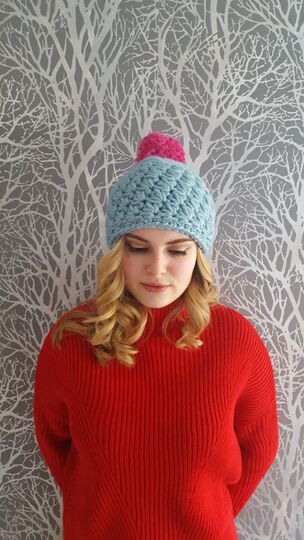 "Express" Bommelmütze häkeln kuschelig, modern & in wenigen Stunden fertig