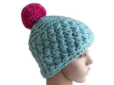 "Express" Bommelmütze häkeln kuschelig, modern & in wenigen Stunden fertig