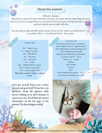 Crochet no sew beginner friendly plush octopus - ENG