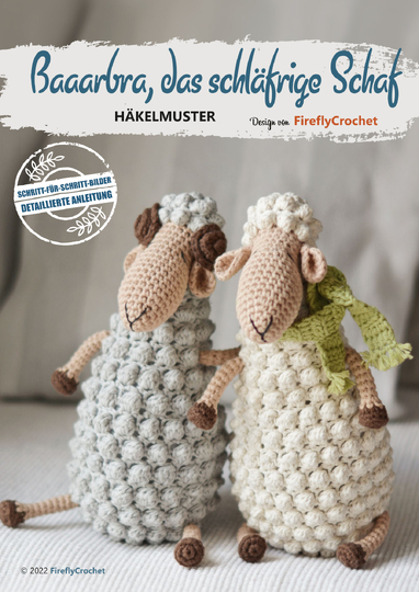Baaarbra, das schläfrige Schaf – Häkelanleitung (Bauernhof-Amigurumi-PDF)