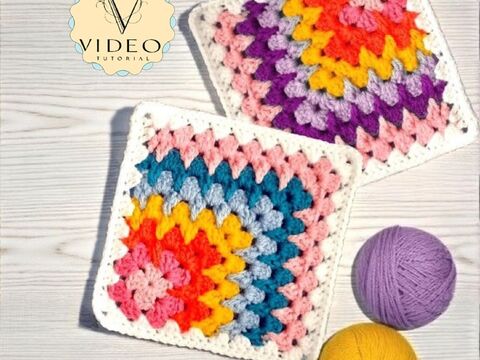 Crochet Mosaic Granny Square Pattern - Rainbow Table Place Mats