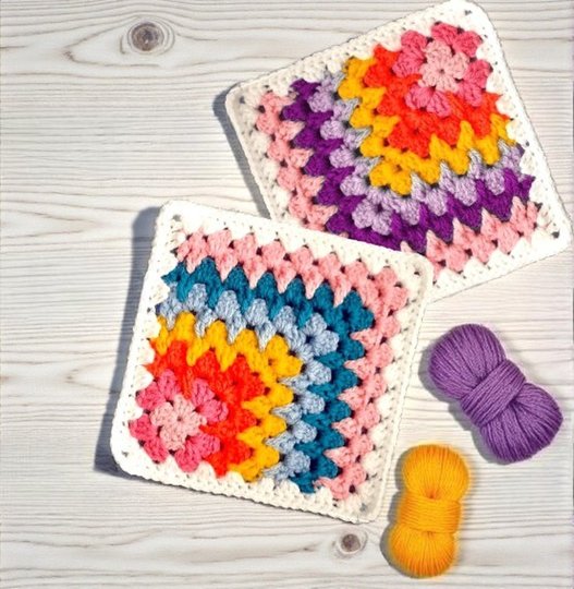 Crochet Mosaic Granny Square Pattern - Rainbow Table Place Mats