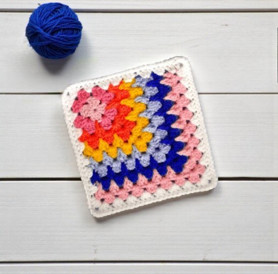 Crochet Mosaic Granny Square Pattern - Rainbow Table Place Mats