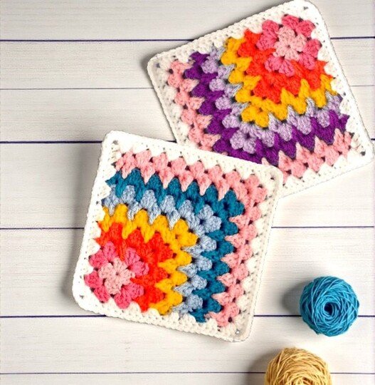 Crochet Mosaic Granny Square Pattern - Rainbow Table Place Mats
