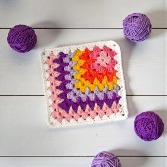 Crochet Mosaic Granny Square Pattern - Rainbow Table Place Mats