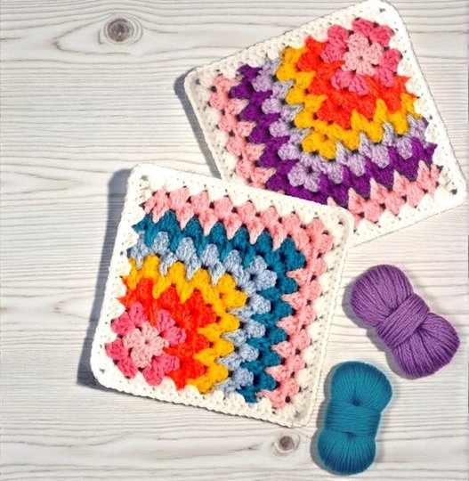 Crochet Mosaic Granny Square Pattern - Rainbow Table Place Mats