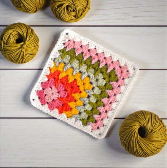 Crochet Mosaic Granny Square Pattern - Rainbow Table Place Mats