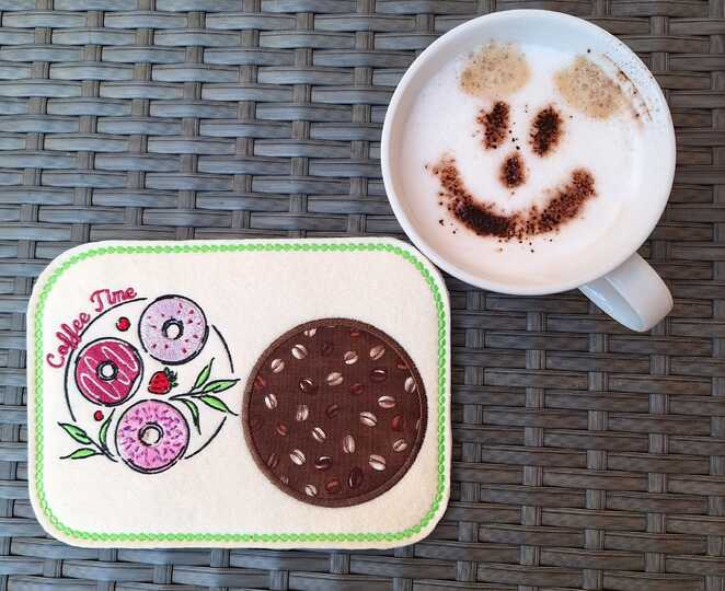 Stickdatei - Coffee Time - Donuts - Küche - Kaffee - 2 Größen