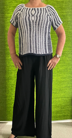 Weiß + Schwarz RVO-Shirt tailliert- Häkelanleitung