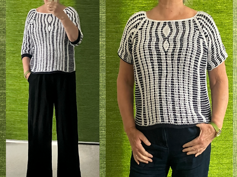 Weiß + Schwarz RVO-Shirt tailliert- Häkelanleitung