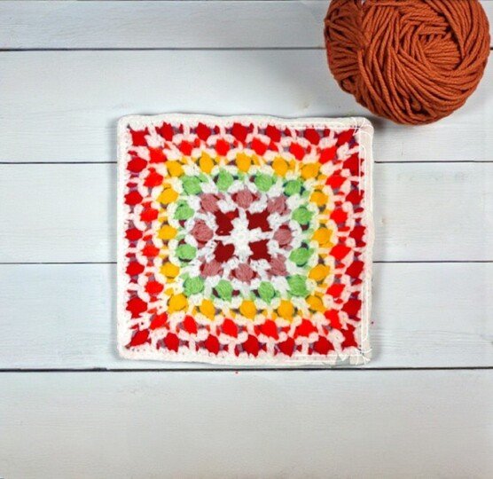 Rainbow Crochet Granny Square Pattern - Mosaic Centerpiece Placemat