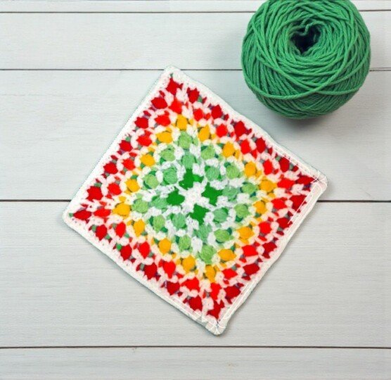 Rainbow Crochet Granny Square Pattern - Mosaic Centerpiece Placemat