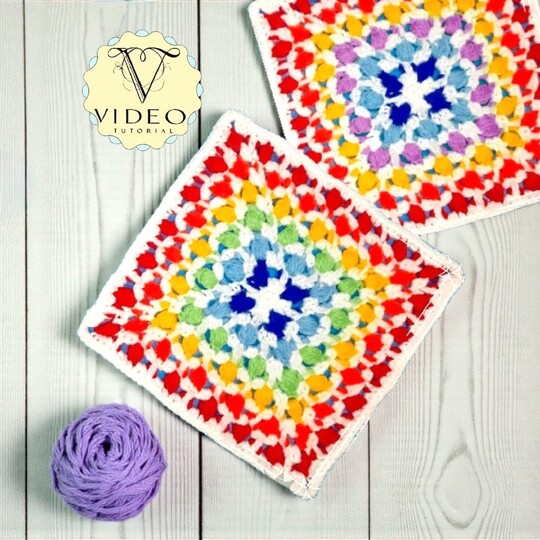 Rainbow Crochet Granny Square Pattern - Mosaic Centerpiece Placemat