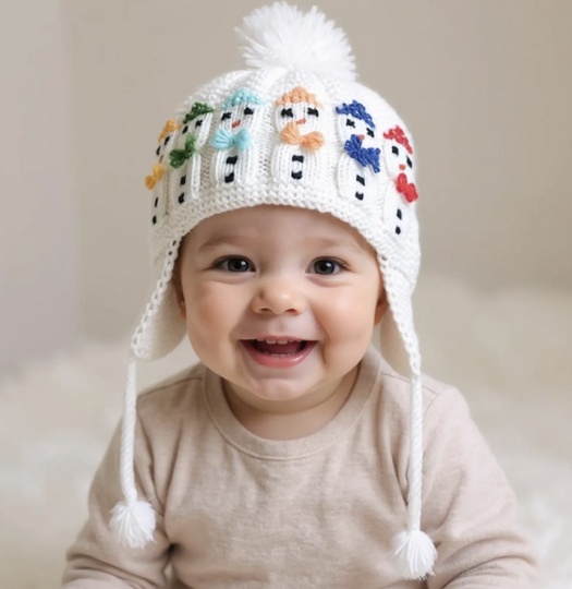 Knit Cable Snowman Earflap Hat Pattern