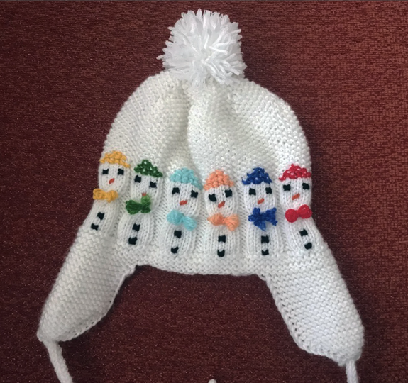 Knit Cable Snowman Earflap Hat Pattern
