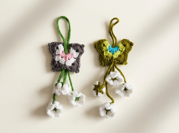 Delicate Flower Butterflies with Hanging Blossoms – Crochet Pattern