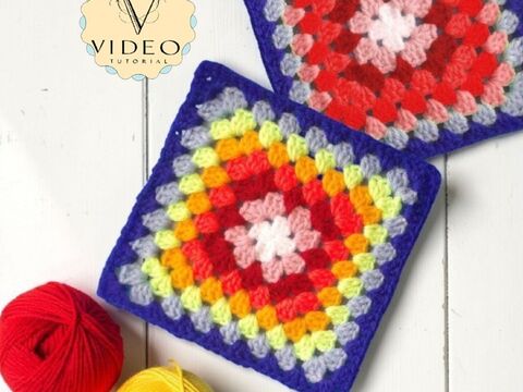 Kaleidoscope Mandala Granny Square Pattern - Mosaic Crochet Cup Coaster