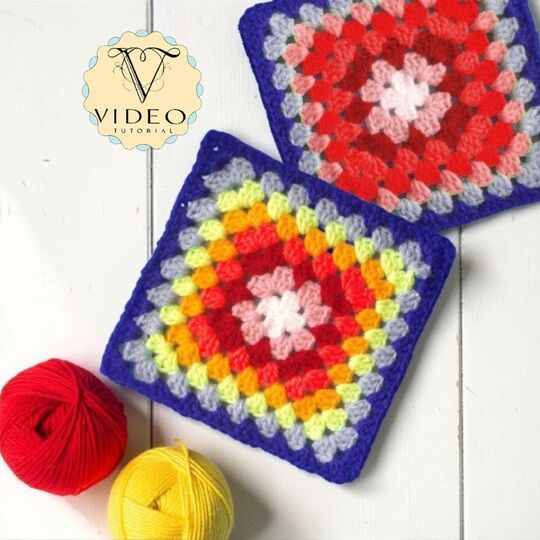 Kaleidoscope Mandala Granny Square Pattern - Mosaic Crochet Cup Coaster