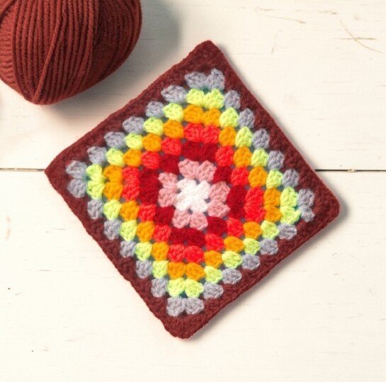 Kaleidoscope Mandala Granny Square Pattern - Mosaic Crochet Cup Coaster