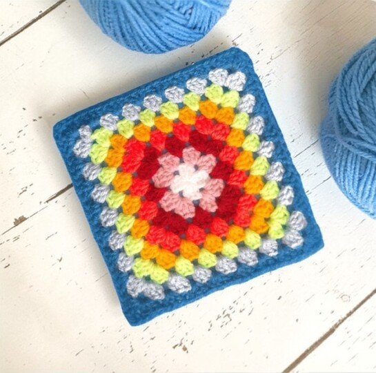 Kaleidoscope Mandala Granny Square Pattern - Mosaic Crochet Cup Coaster