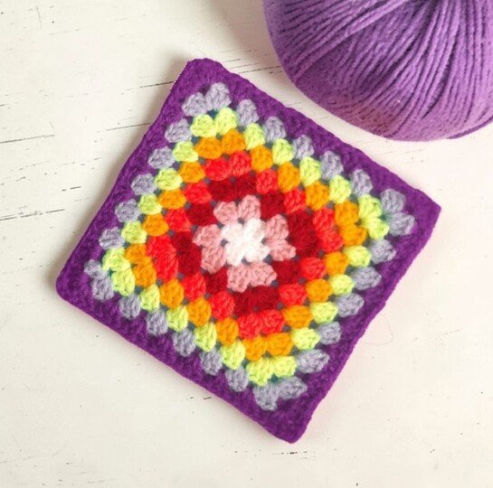 Kaleidoscope Mandala Granny Square Pattern - Mosaic Crochet Cup Coaster