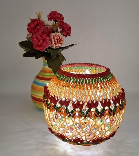 Häkelanleitung Blütenkugel & Mandala, Lampion mit Blüten, Tischdeko