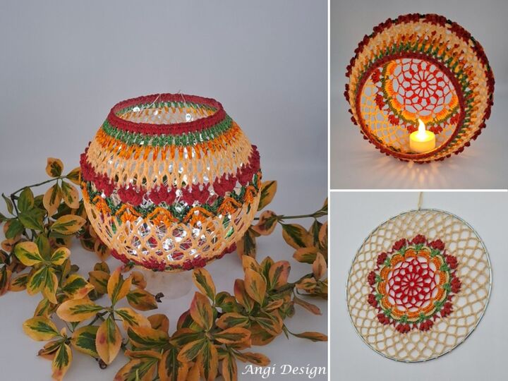 Häkelanleitung Blütenkugel & Mandala, Lampion mit Blüten, Tischdeko