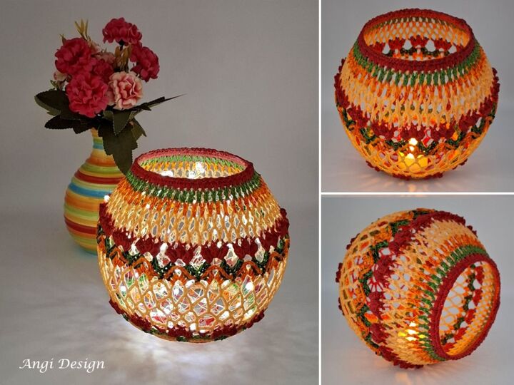 Häkelanleitung Blütenkugel & Mandala, Lampion mit Blüten, Tischdeko