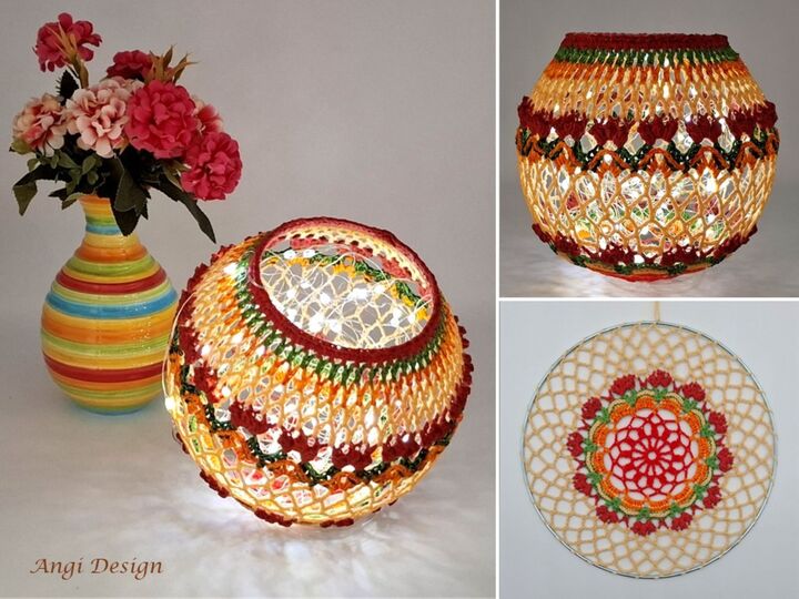 Häkelanleitung Blütenkugel & Mandala, Lampion mit Blüten, Tischdeko