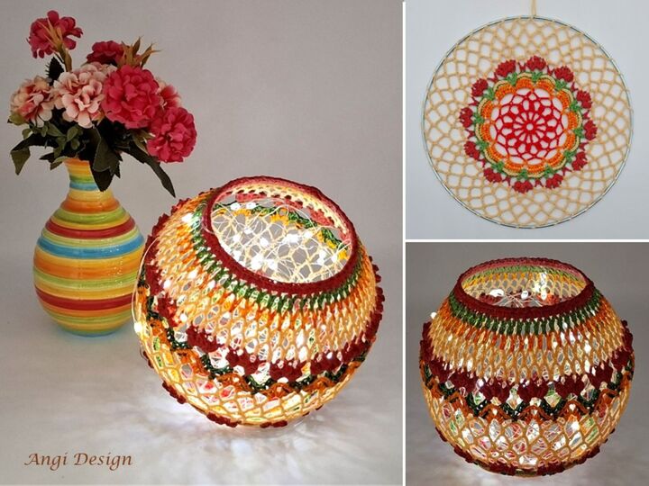 Häkelanleitung Blütenkugel & Mandala, Lampion mit Blüten, Tischdeko