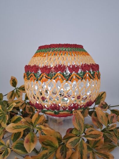 Häkelanleitung Blütenkugel & Mandala, Lampion mit Blüten, Tischdeko
