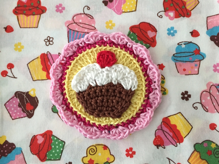 Häkelanleitung Cupcake Kaffeekanne Kaffeetasse Aufnäher Häkelapplikationen