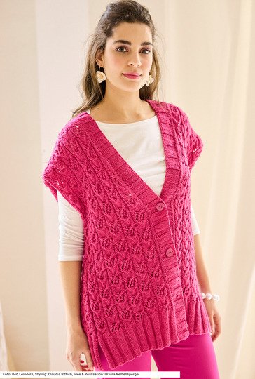 Weste mit Zopfajourmuster